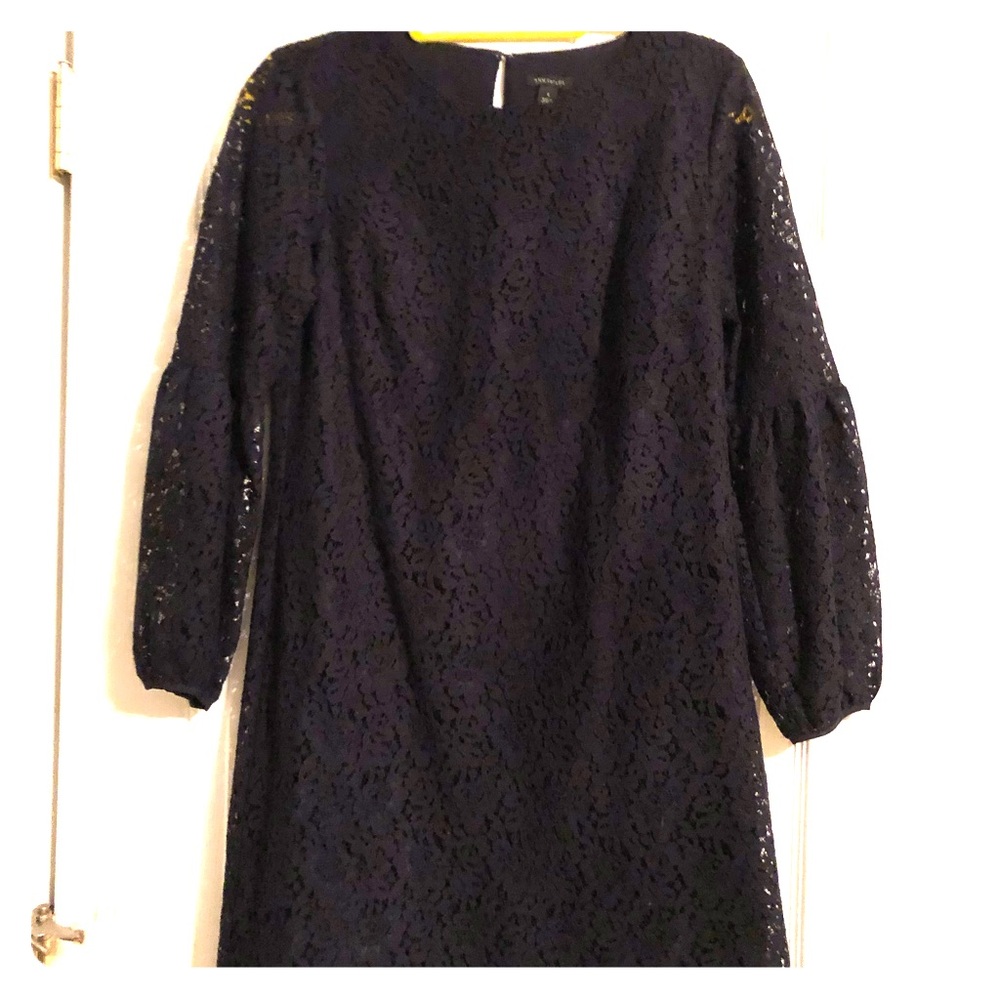 Navy Ann Taylor lace overlay Dress